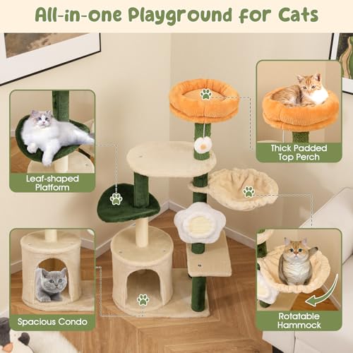 Árbol para Gatos Tangkula con Plataforma Floral y Rascador miniatura 5