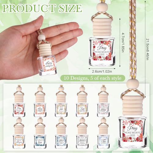 Image of 50 Pack Christian Thank You Car Air Freshener Diffuser Bottle Gift Hanging Empty Essential Oil Glass Bottle Employee Team Appreciation Gift Bulk for Christian Sunday School CNA Week(Cylinder