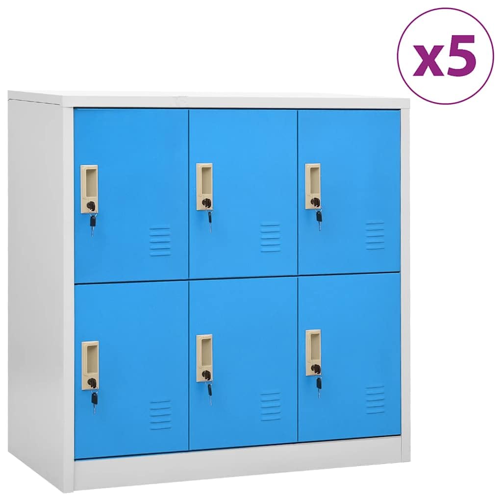 Taquilla decorativa para organización del espacio: taquilla de acero duradero con cerradura de almacenamiento como 5 taquillas, juego de armario de diseño moderno para oficina y escuela en gris
