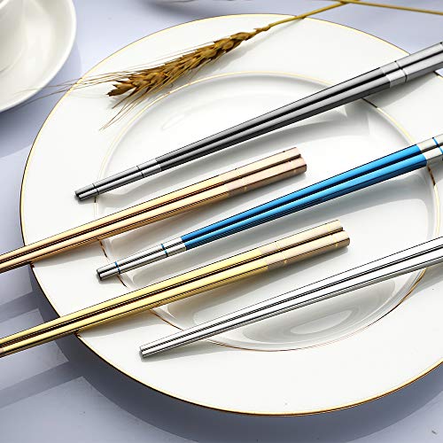 image for Devico Chopsticks Reusable, Premium 18/8 Stainless Steel Chopstick Met