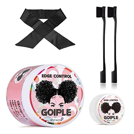 Goiple Edge Control Wax for Women Strong Hold Non-greasy Edge Smoother with Edge Brushes and Edge Scarf Strawberry Scent (4oz+0.7oz+Edge Brushes*2+ Edge Scarf)