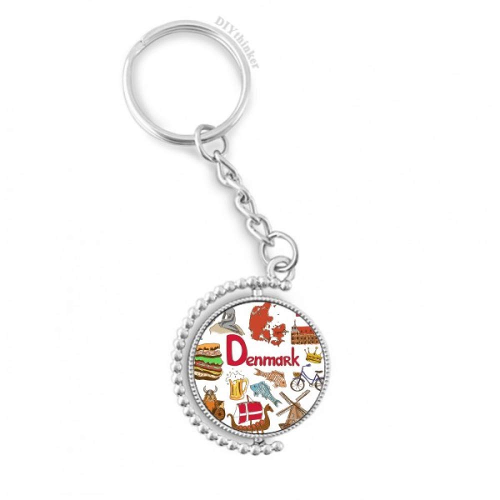 Llavero de cadena Pilgrim con anillo giratorio y diseño de Dinamarca 4