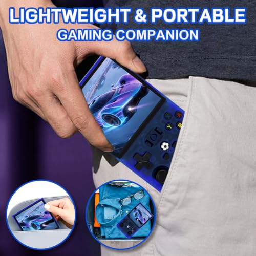Image of R36MAX Video Game Console - 4.0-Inch Screen, Support 22000+Classic Games,128G TF Card,Portable Console with Open Source System,4000mAh Battery,Birthday Gift for Adult or Partner (Blue)