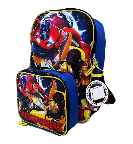 AI ACCESSORY INNOVATIONS Mochila Transformers Bumblebee & Optimus Prime, tamanho completo, 40,6 cm com lancheira removível