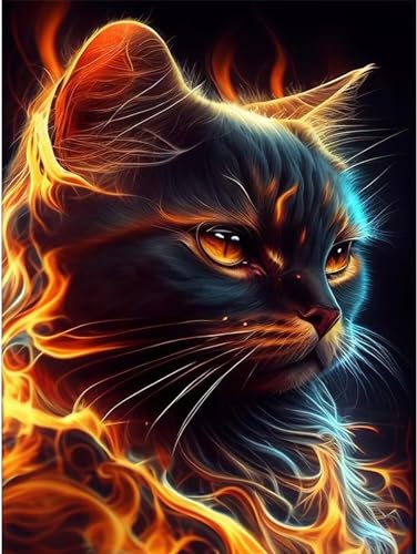 Artisanat Diamant Peinture Strass Chat de Flamme : Le Cadeau Créatif Idéal de Noël