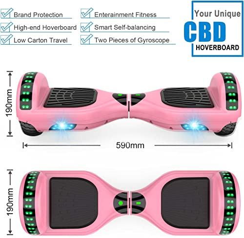 CBD Scooter with Corlorful LED Lights,6.5\" Wheels, Dual 300W Motor Scooter for Kids Girls Boys Adults, All Ages,pink - Thumbnail 2