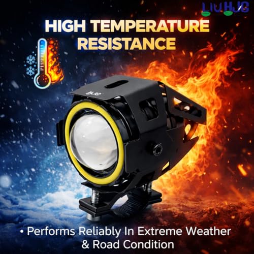 Image of LIU HJG Single Lens DRL LED Fog Light High Brightness Waterproof 40 Watts 12 Volts DC Power White Light Reflection Gree DRL Light Universal fit for All Bikes & Cars (Pack of 2 with Switch)