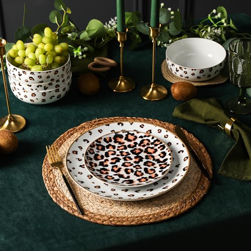Christian Siriano Majestic 24-Piece Dinnerware Set Porcelain, Plates and Bowls Set, Dishwasher and Microwave Safe, Dish Set for 8, Multicolored