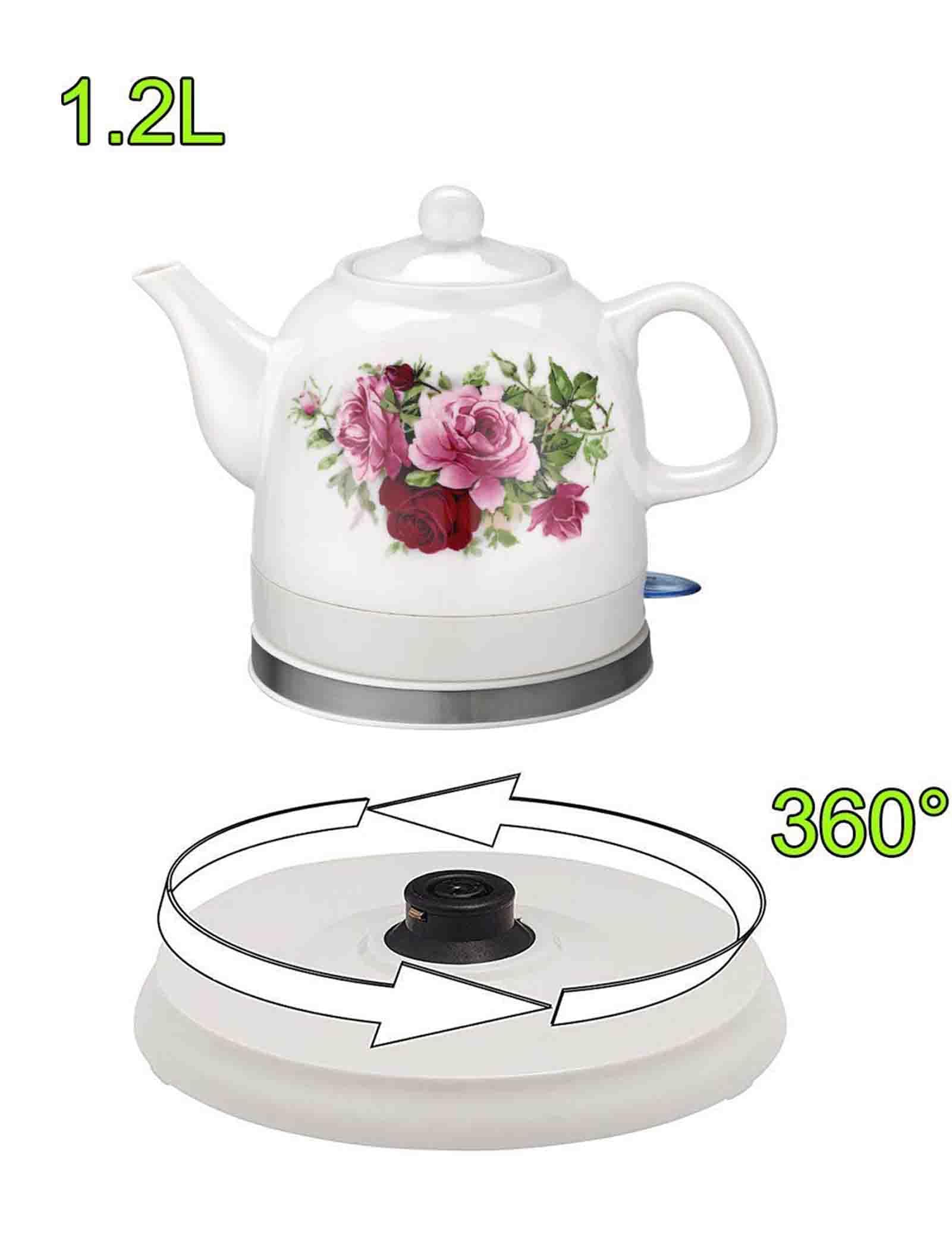 Ceramiczny czajnik elektryczny, bezprzewodowy, 1,2 l, 1200 W