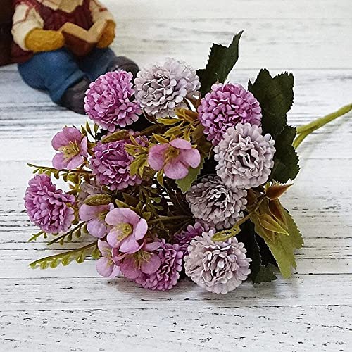 QZQJUILU Flores Falsas 1 Ramo de claveles Lilas Europeos para fotografía del hogar Decoración Suave Materiales de Bricolaje Hechos a Mano Flores Artificiales