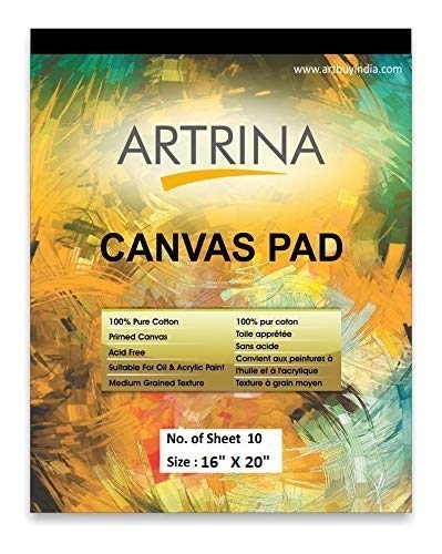 Eascan Art Painting Drawing and Sketch Accessories White Artrina Cotton Canvas Painting Pad 16" x 20" Inche (Pack of 2, White)
