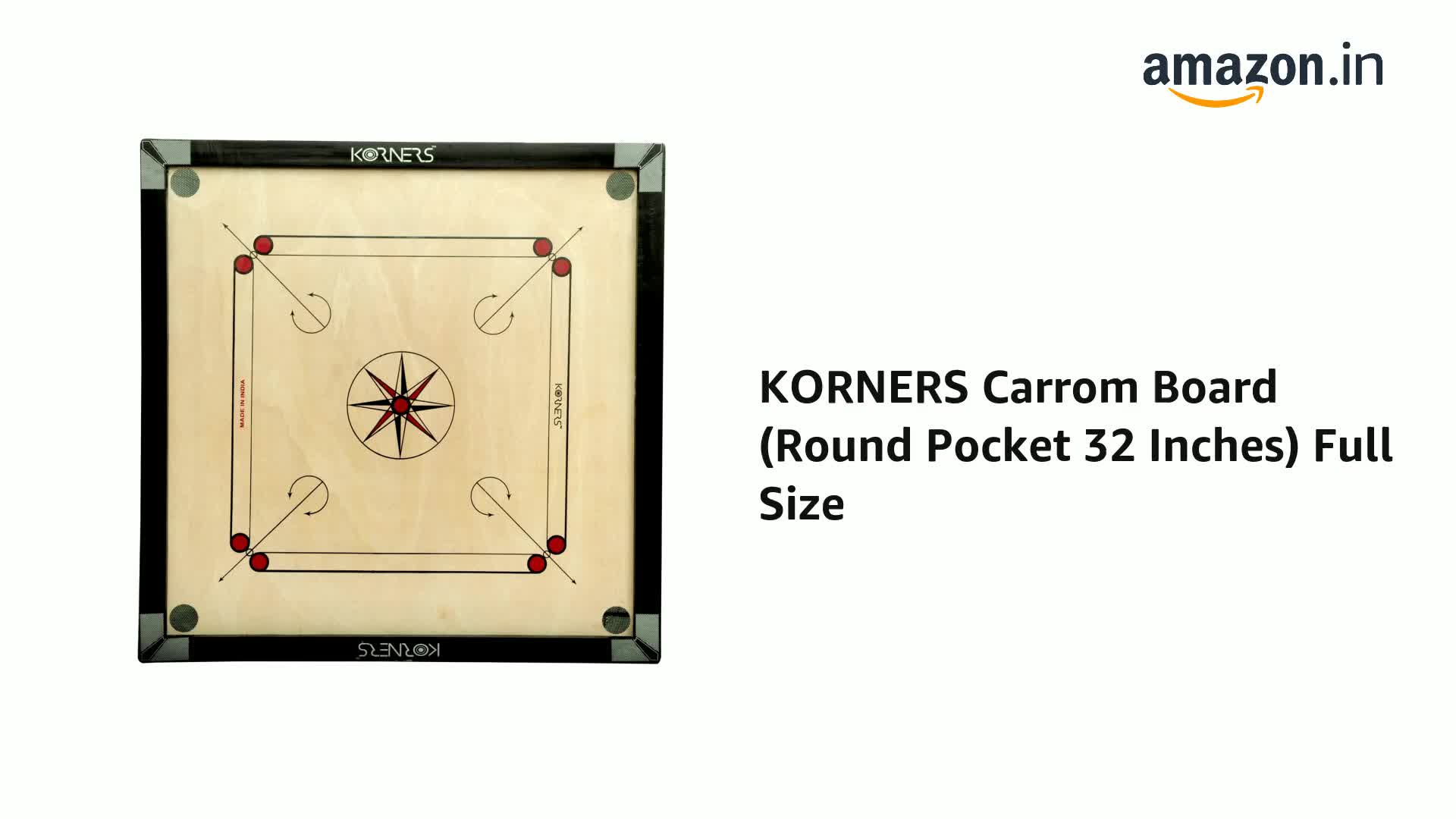 Buy KORNERS Carrom Board |Black Round Pocket 32 Inches Full Size | Black  Online at Low Prices in India - Amazon.in