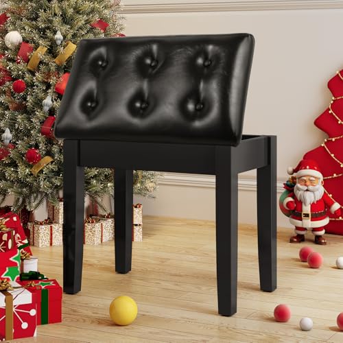 Sgabello per Pianoforte con Spazio di Archiviazione, 55x35x49CM, Nero