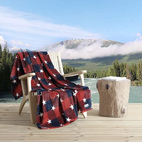 Image of Eddie Bauer - Throw Blanket, Ultra-Soft Reversible Plush Fleece Blanket, Cozy Lightweight Bedding for Couch & Bed (Americana Plaid Red, 50' x 70')