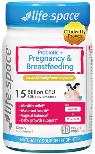 Life-Space Probiotic for Pregnancy & Breastfeeding, 3 in 1 Probiotic for Women, Clinically Proven for Mom's Breast, Gut & Vaginal Health, Baby Growth Support, 15 Billion CFU & 4 Strains, 50 Capsules