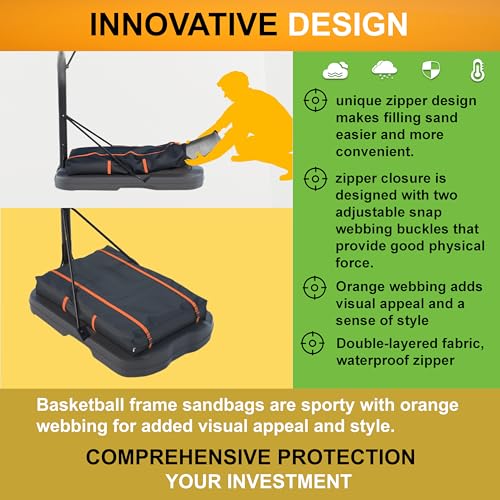 DORAHUA Basketball Hoop Sandbag - Heavy Duty Weighted Bottom Anchor for Basketball Frames - Made of 600D Waterproof And Dustproof oxford fabric, Double Layer Fabric, L 35.4" x W 23.6" x H 5.1", Black by DORAHUA - Image 3