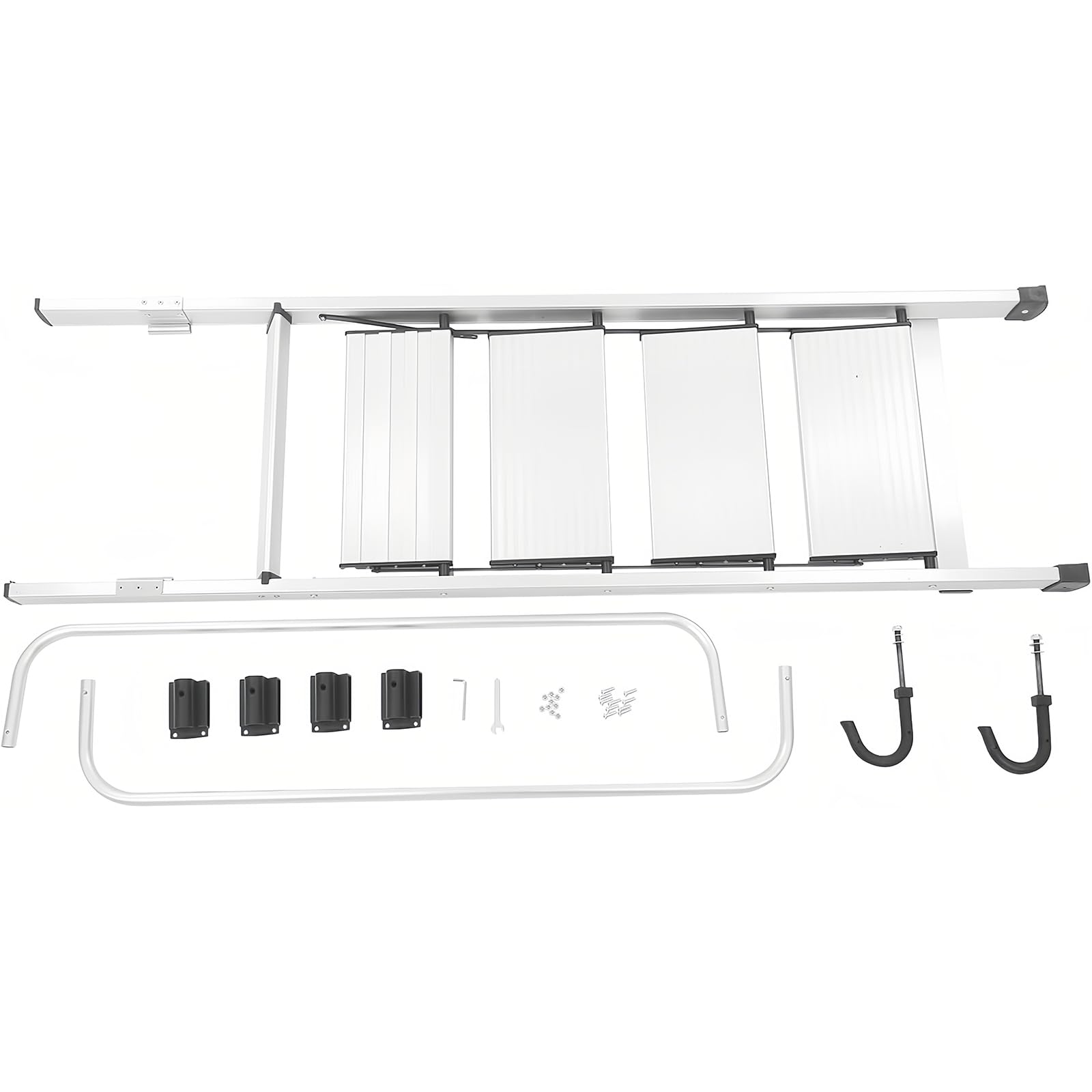 Escalera plegable para litera, aluminio resistente, diseño de 4/5 escalones con pasamanos extraíbles, soporta hasta 330 libras, ideal para dormitorios y apartamentos