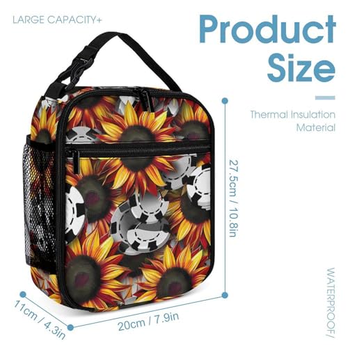 Sunflower Wsop Poker Funny Backpack Set with Lunch Bag And Pencil Case Lightweight Bags Sets4