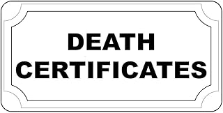 Death Certificat?ES Retro Vintage Style Label Vinyl Decal Sticker Kit OSHA Safety Label Compliance Signs 8"