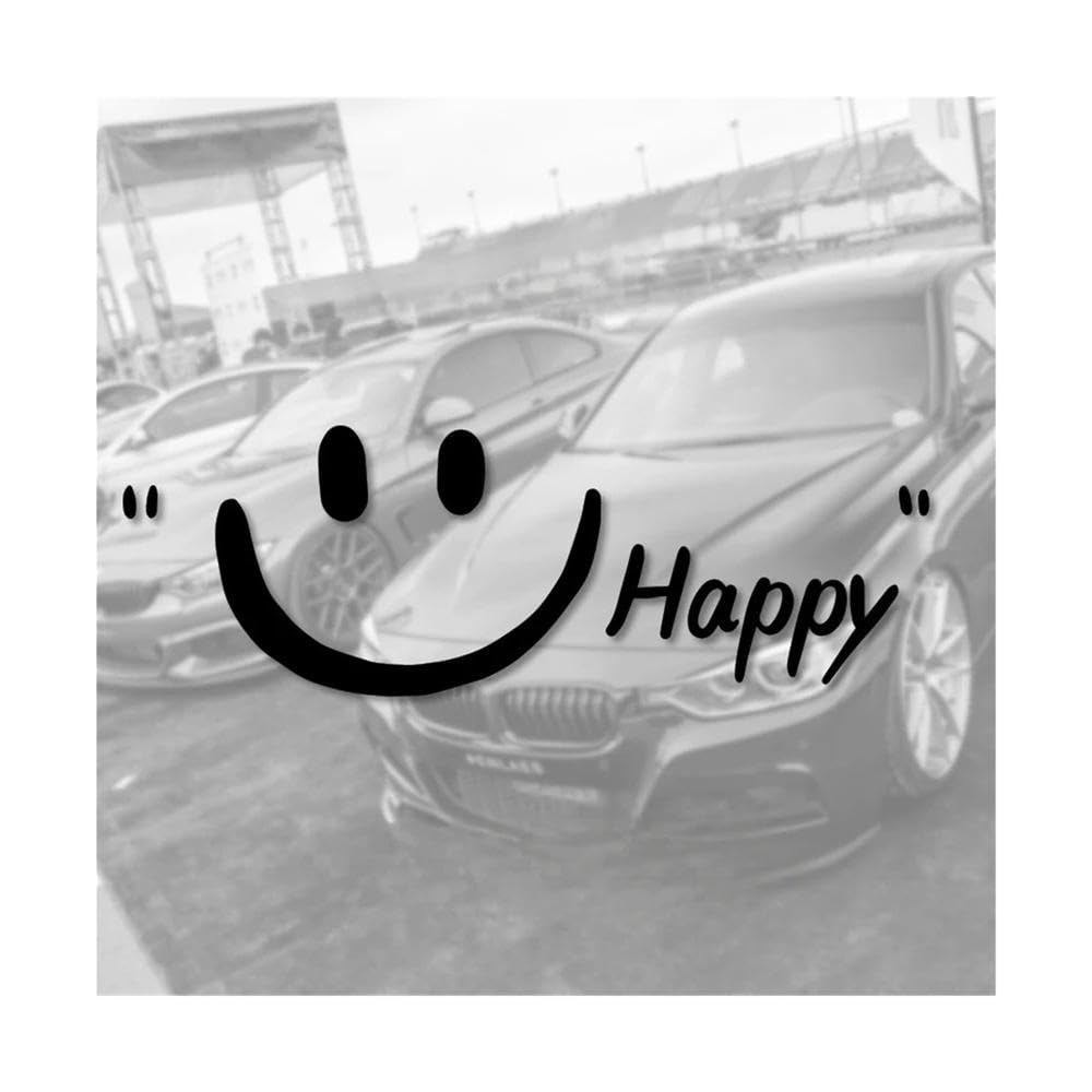 Happy Smiley Face Vinyl Sticker Waterproof Decal for Car Fairing Fuel Tank(Black,M)