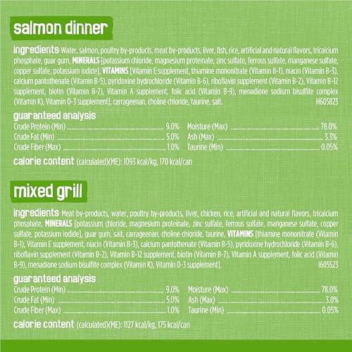 Friskies Purina Wet Cat Food Pate Variety Pack Salmon Dinner, Turkey and Giblets Dinner and Mixed Grill - 5.5 oz. Cans (Pack of 48) - image 3