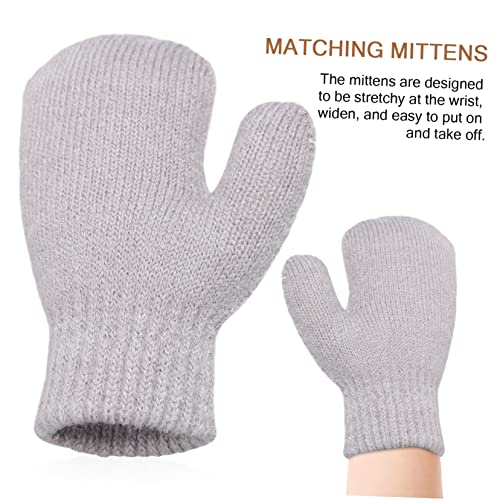 PartyKindom Winter Hat and Mittens Fleece Lined Warm Cap with Gloves for Boys and Winter Accessories for3