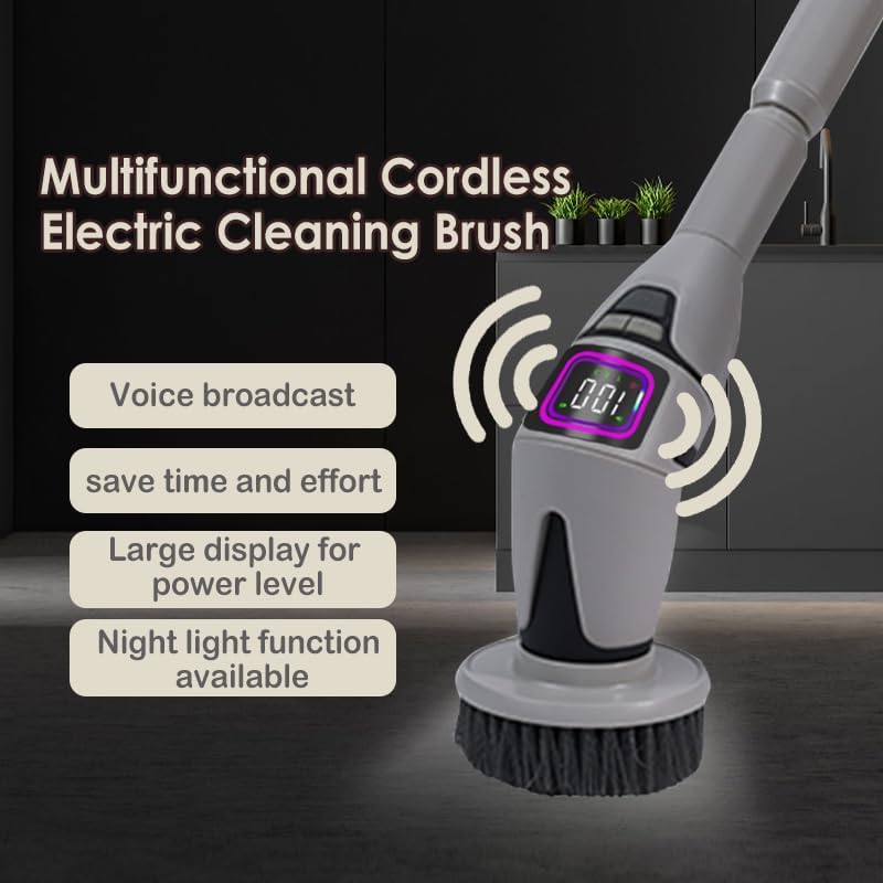 Miniatura 5 de Limpiador eléctrico giratorio 10 en 1, cepillo de limpieza eléctrico para baño, 10 cabezales de repuesto, cepillo de limpieza inalámbrico con brazo