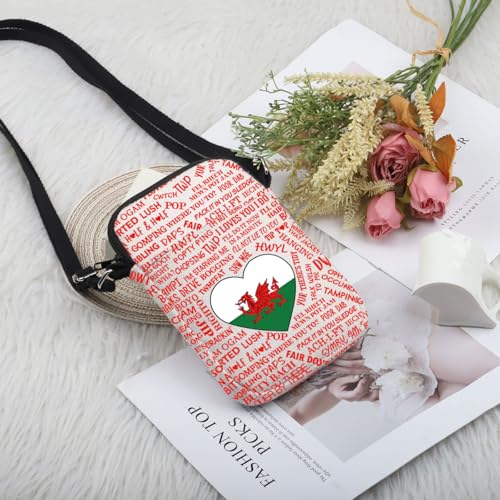 PWHAOO Wales Lover Gift Welsh Phrases Crossbody Bag Welsh Culture Travel Bag Wales Vacation Trip Gift3