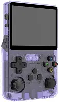 Console de jogos portátil retrô, console de videogame R36S de código aberto, sistema Linux, tela IPS de 3,5 polegadas, reprodutor de vídeo de bolso portátil com cartão TF 64G / 128G / 316 ( Color : Pu