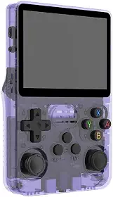 Console de jogos portátil retrô, console de videogame R36S de código aberto, sistema Linux, tela IPS de 3,5 polegadas, reprodutor de vídeo de bolso portátil com cartão TF 64G / 128G / 316 ( Color : Pu