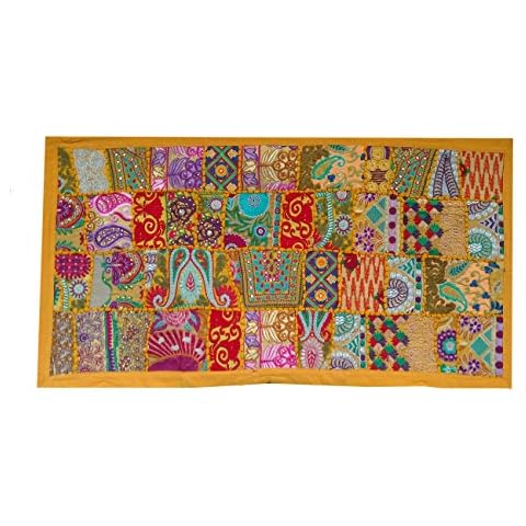 Rastogi Handicrafts Tapiz vintage de corte de sari antiguo bordado hecho a mano para colgar en la pared Cover