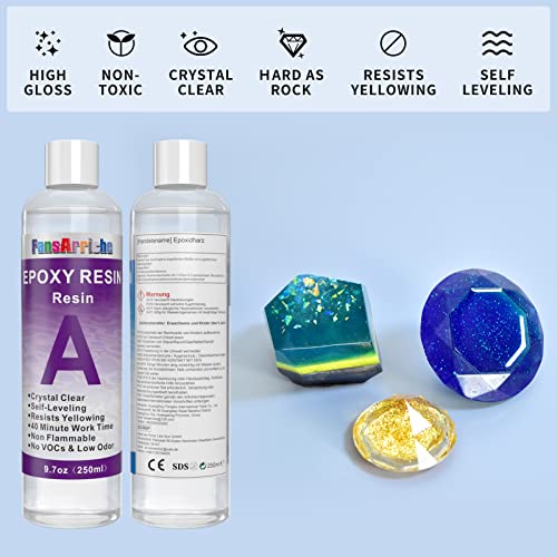 Kristalheldere epoxyhars & verharderset 500 ml, epoxy resin 2 delige zelfnivellerende giethars startset voor beginners voor gieten en coaten, kunst, ambachtelijke decoratie - Afbeelding 6