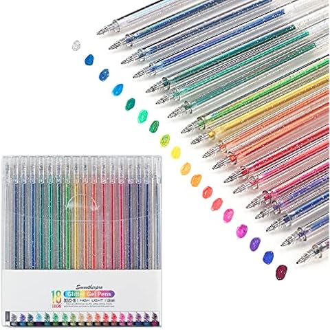 SMOOTHERPRO Glitter Gel Pens 1.0mm Metallic Vibrant Sparkle Colorful Pen 18 Colors for Coloring Calligraphy Cards Journal Drawing (SC623-18) Cover