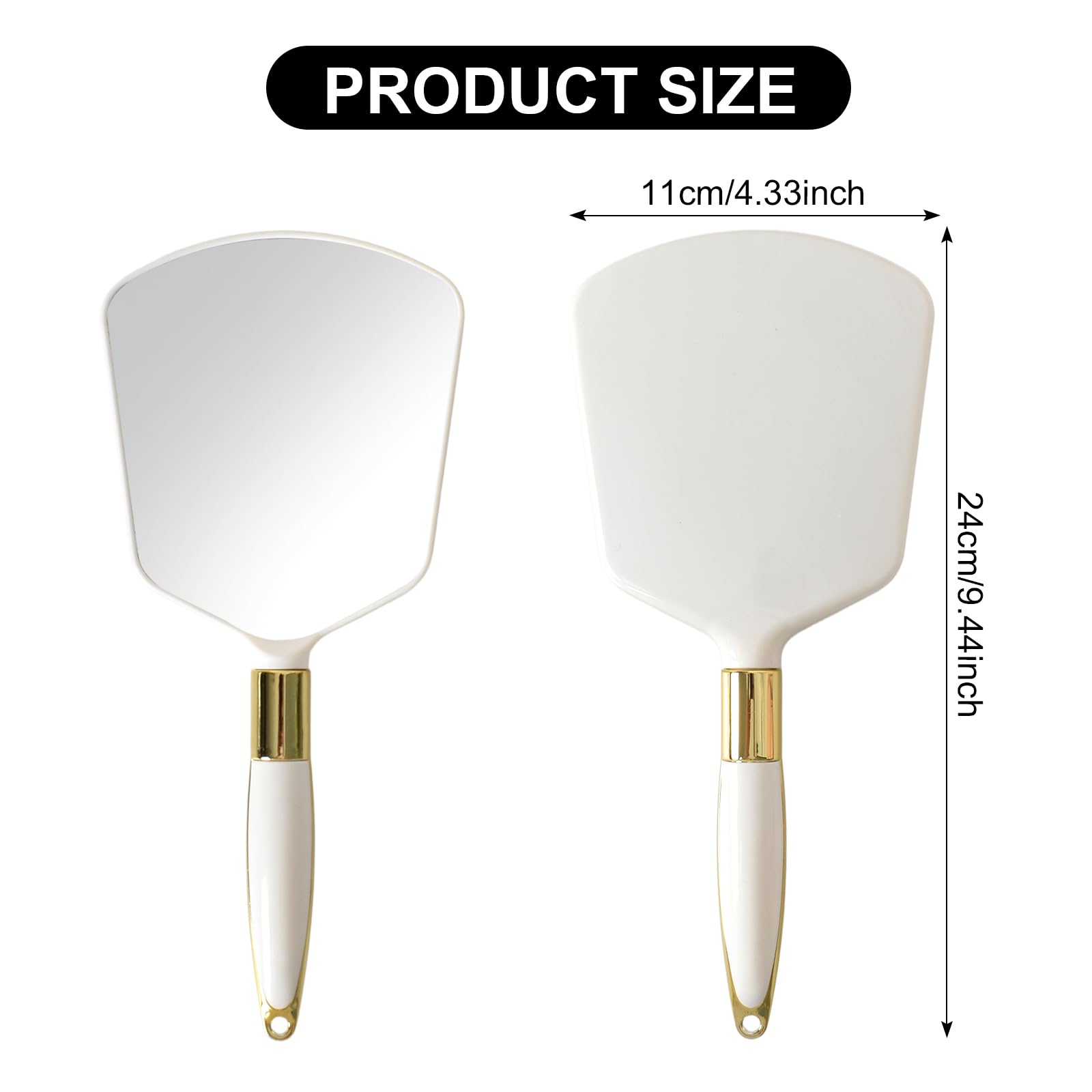 Beauty Specchio Ovale, Specchio Portatile con Manico, Specchios Portatile con Manico dal Design Ergonomico, Ingrandimento Specchios Cosmetico, Make Up per Cura Viso e Capelli