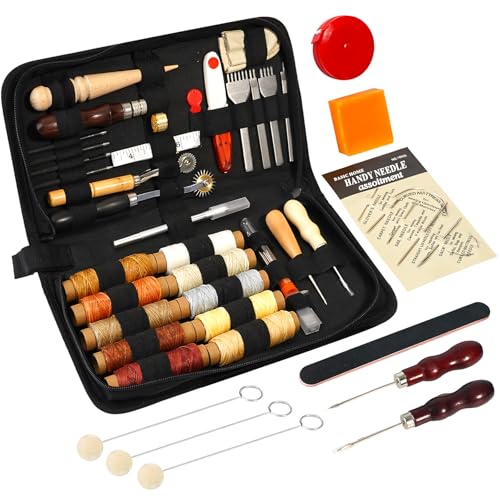 FNV Leather Sewing kit Leather Stitch with Waxed Thread Needles Awls and Hand Stitching Tools. Suitable for Adults DIY Gifts Home DIY Work.