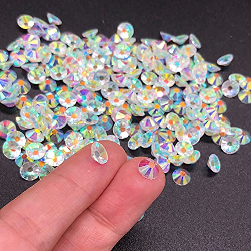 Towenm 2000 Pieces Glass Flatback Crystal Rhinestones, Ss10 2.8Mm Flat Back Crystals For Craft Clothes Nail Face Art, Non Hotfix Round Transparent Ab Flatback Rhinestone #TOP3
