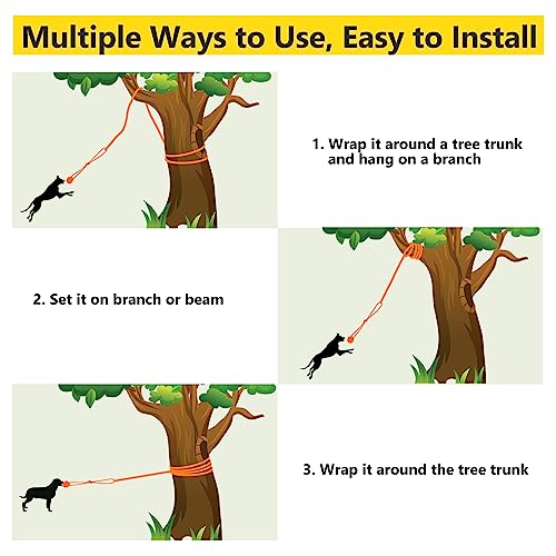 Xiaz Hanging Bungee Dog Toy Outdoor, Interactive Tether Tug Of War Rope Toy For Pitbull & Small To Large Dogs Exercise And Solo Play, Durable Retractable Tugger Toy With 2 Chew Rope Toys #TOP4