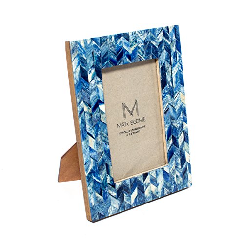 Matr Boomie Hand Carved Bone (Cruelty-Free) 4X6 Picture Frame Chevron Pattern - 2