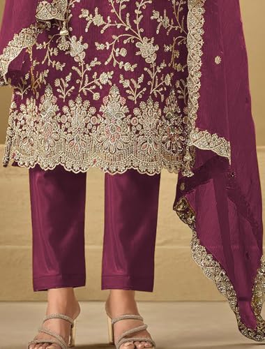 Delisa Indian Women's ready to wear Salwar Kameez Eid Festive Wedding Party wear Kurta with Pant and Dupatta-22084