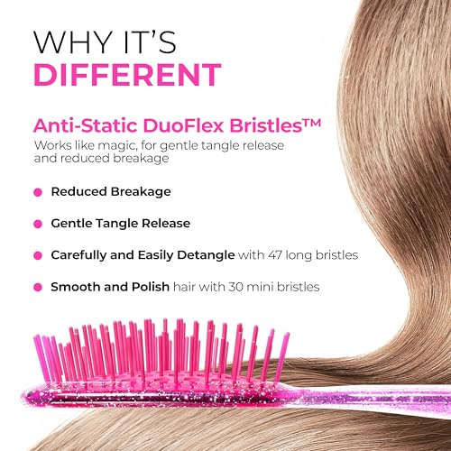 Image of FHI Heat UNbrush Mini Detangler Brush for Pain-Free Brushing on All Wet or Dry Hair Types - Durable Duoflex Anti-Static Bristles, Lightweight Handle, Vented Mini Hair Brush