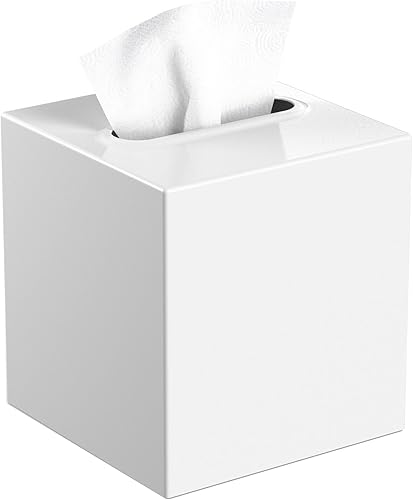 Livelab Cubierta de caja de pañuelos de metal, soporte cuadrado para caja de pañuelos, decoración moderna, soporte para servilleteros faciales,