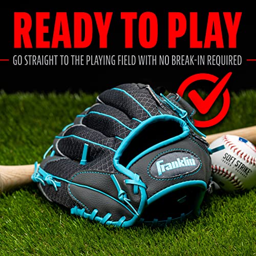 Franklin Sports Teeball Infinite Web/Shok-Sorb Combo Series Fielding Left Hand Glove, 10.5-Inch, Graphite/Blue - image 7