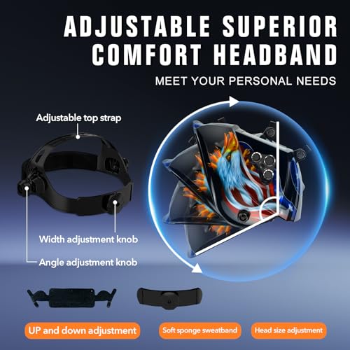 Image of TRQWH Welding Helmet Auto Darkening Large Viewing True Color Solar Powered Welding Mask with 4 Arc Sensor Adjustable Wide Shade Range 4~5-8 /9-13 Welder Mask with Grinding