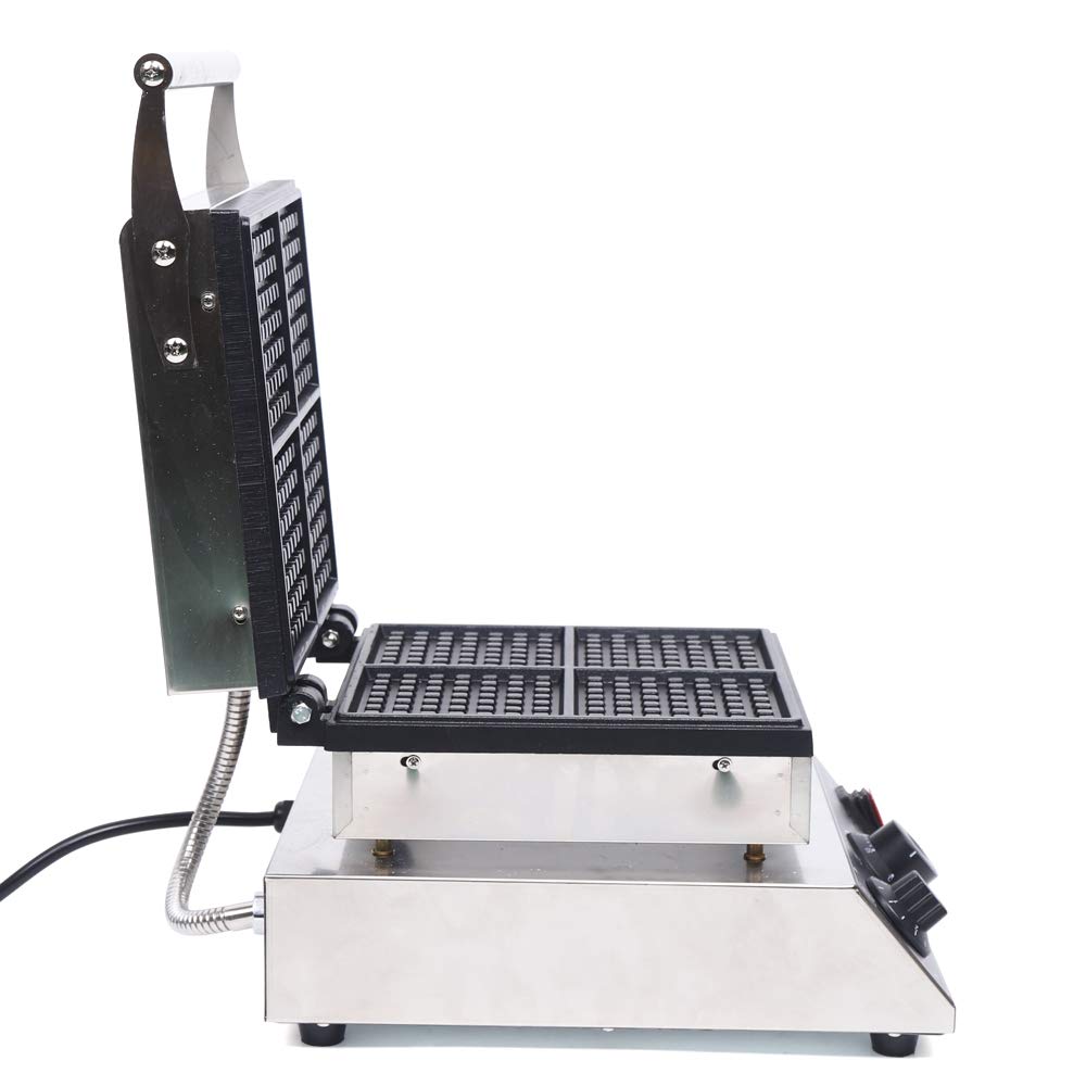 Gofrera, Máquina de gofres comercial con revestimiento antiadherente Temperatura ajustable 4 obleas 1750 W