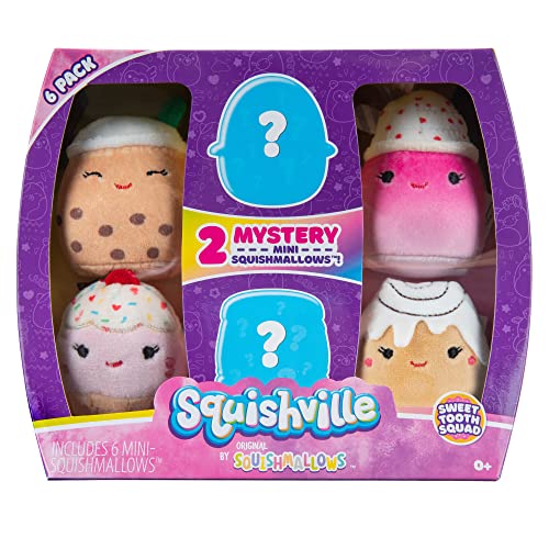 Image of Squishville by Original Squishmallows Sweet Tooth Squad Plush - 2-Inch Bernice, Chanel, Cinnamon, Carmelita, Maya & Clara Plush - Toys for Kids