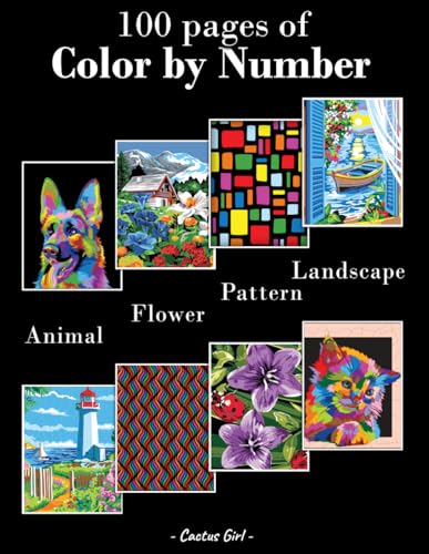 100 pages of Color by Number: Mega Bundle: Animal, Landscape, Flower, Pattern – Relaxing Coloring Book for Kids, Teens & Adults – Stress Relief & Fun Activity image 2