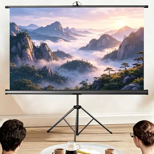 Pantalla de proyección retractable con soporte 60in miniatura 6