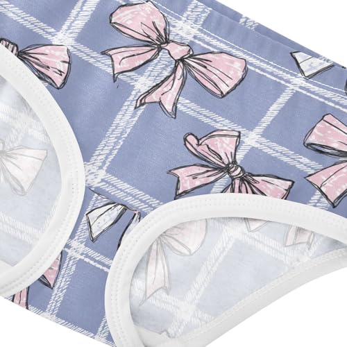 Wusikd Pink Bows Plaid Purple Girls' Underwear Cotton Girls Briefs Soft Toddler Underwear 2T4