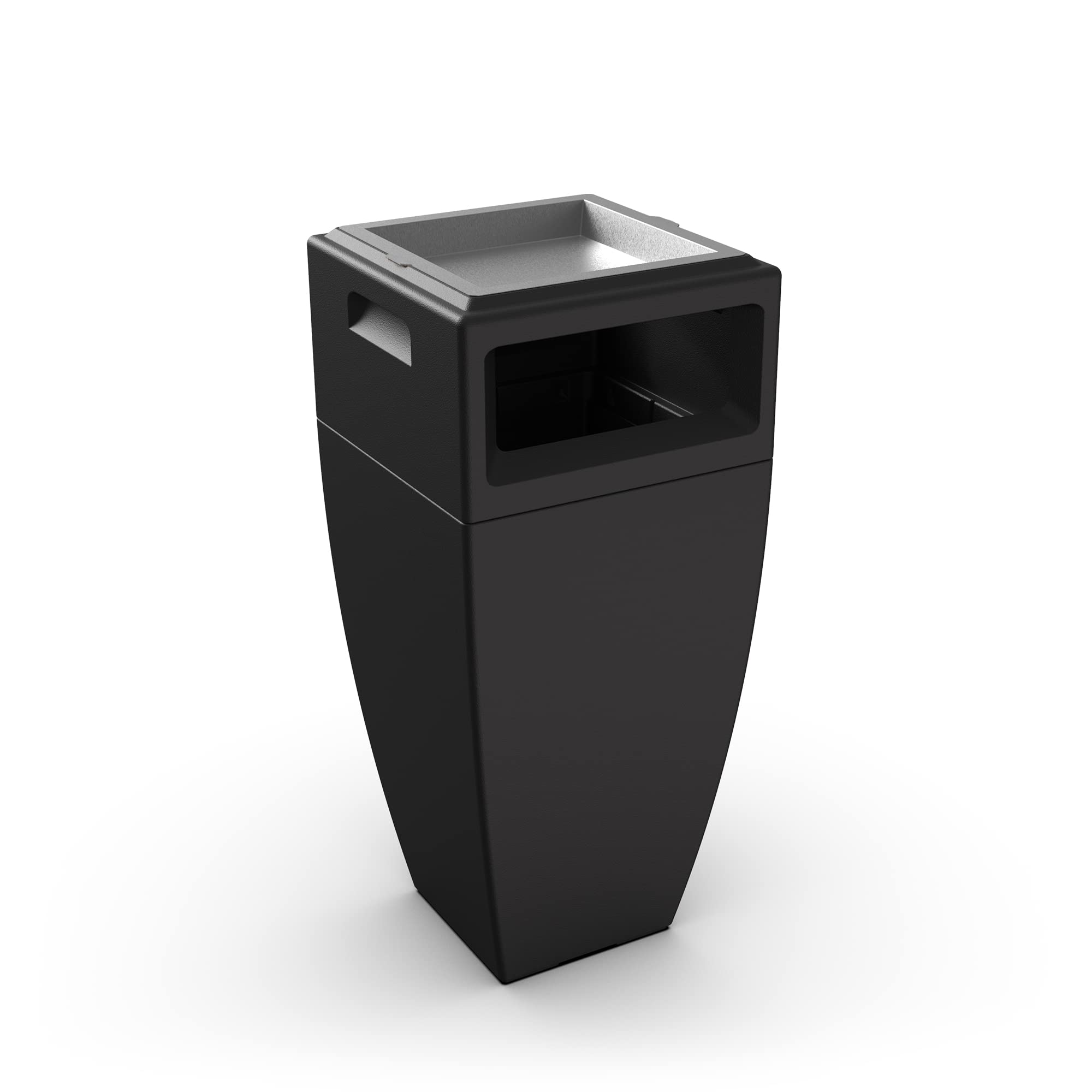 Mayne Kobi 43in Waste Bin w/Metal Ashtray Insert - Black - Removable Liner Included - Storage Capacity: 24 gallons (8842-B)