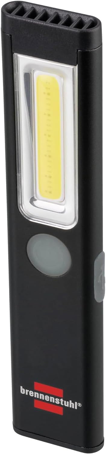 Brennenstuhl PL 200AC Rechargeable LED Handy Light, Small, Magnetic Absorption, Work Light, COB Light, 200 lm, Up to 12 Hours, Back Hanging Clip Included, Outdoor DIY (Japanese Instruction Manual
